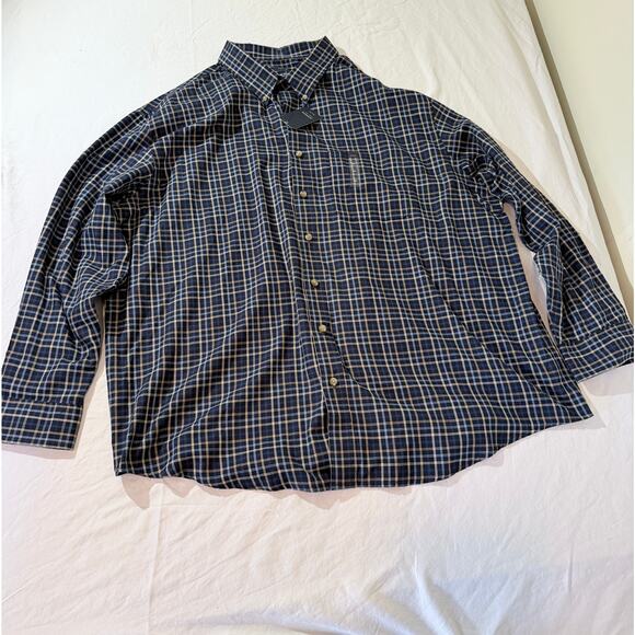 Arrow 3XL Mens Plaid Button Down Shirt NWT Midnight Blue Casual Long Sl - Picture 1 of 4